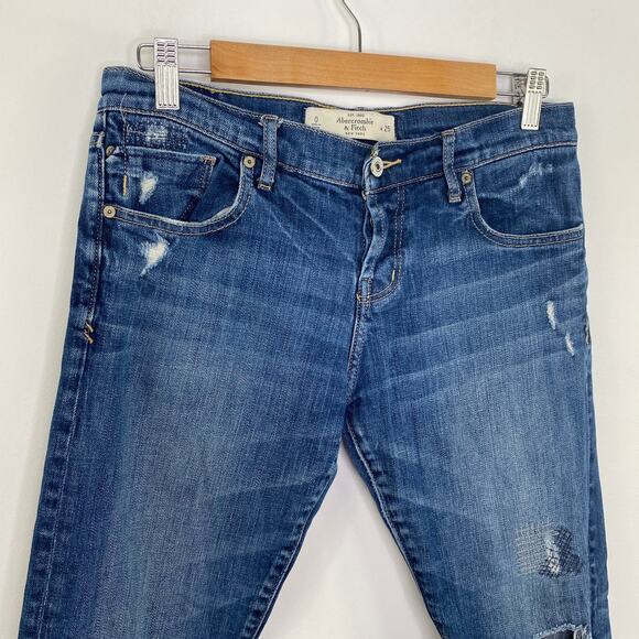 Abercrombie & Fitch Perfect Stretch Button Fly Distressed Jeans Womens Size 0/25 - Picture 6 of 12